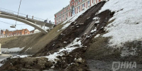 Движение по Зеленскому съезду ограничено из-за оползня — фото - НИА Нижний Новгород
