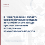 В Нижегородской области бывший начальник отдела автомобильного завода признан виновным в совершении коммерческого подкупа