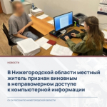 В Нижегородской области местный житель признан виновным в неправомерном доступе к компьютерной информации