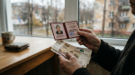 пожилой человек держит в руках пенсионное удостоверение и деньги, Нижний Новгород